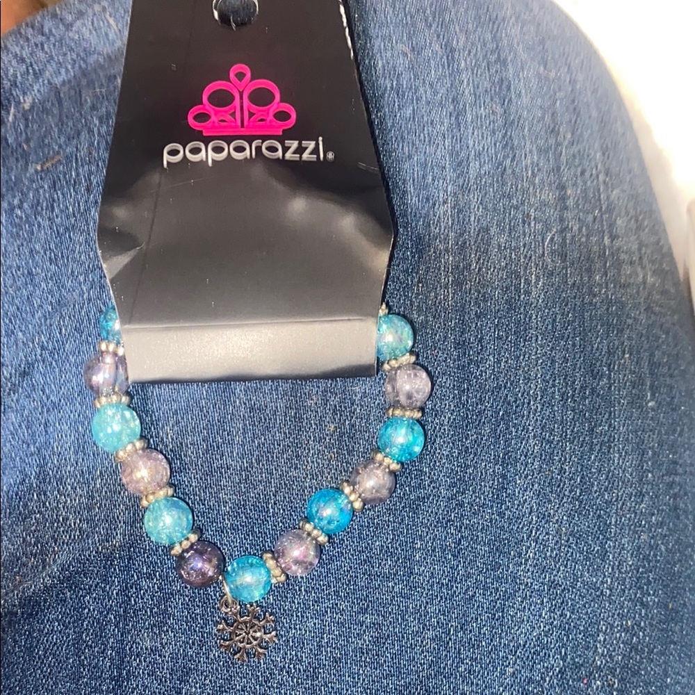 Paparazzi Vibrant Blue and Purple beaded Bracelet with snowflake